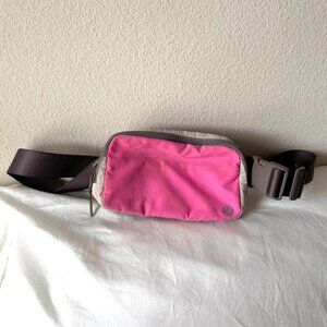 Lululemon pink and gray nylon crossbody belt bag fanny pack